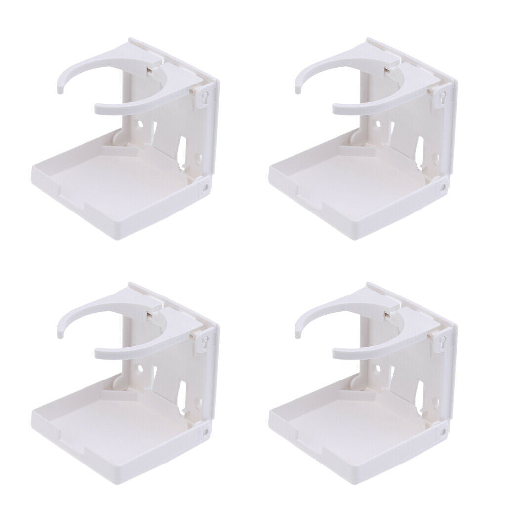 4 Pieces Folding White Nylon Drink Can Cup Holders - Boat/Marine/Caravan/Car