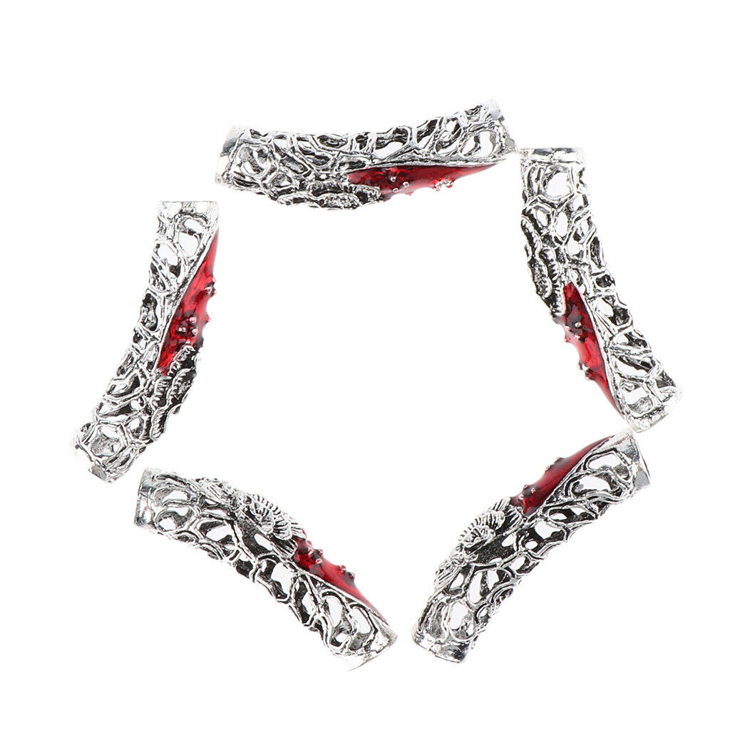 5Pcs Dreadlock Bead Twist Braid Jewelry Tube DIY Bracelet Beard Hair Pendant