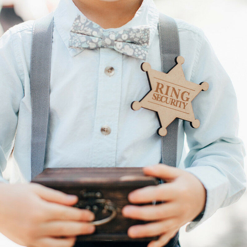 Retro Wooden Badge Pin Ring Security Wedding Rustic Badge Boys Girls Acces.l8