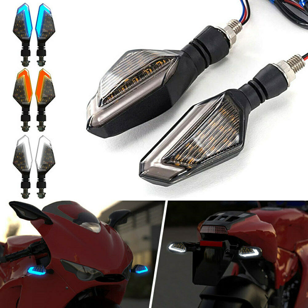 2X Motorcycle Indicators Flowing LED Turn Signal Lights Front Rear Universal 12V