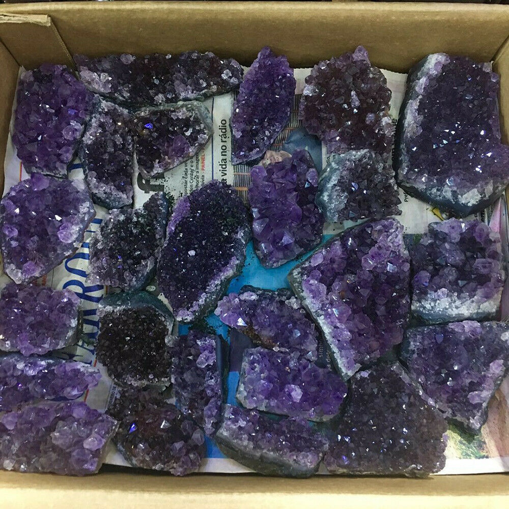 1KG Natural Amethyst Quartz Geode Druzy Crystal Cluster Healing Specimen Decor