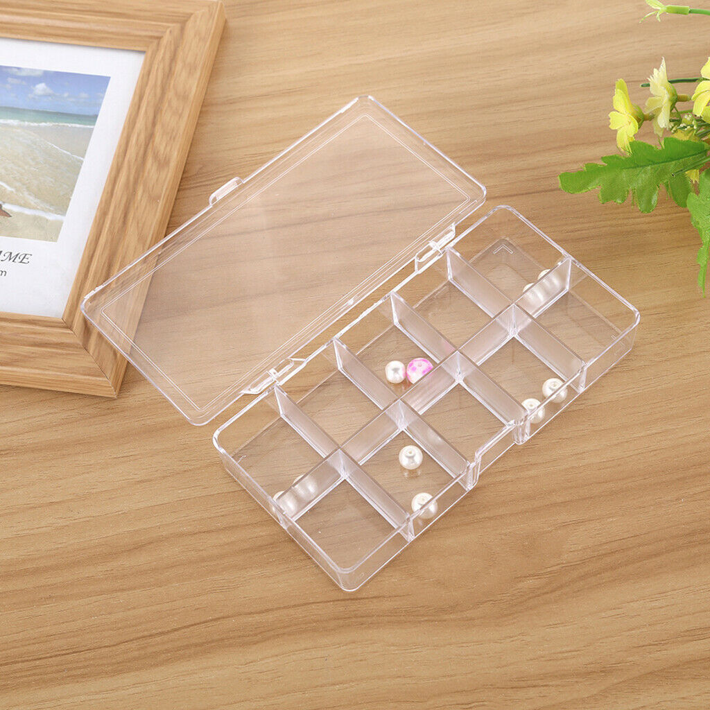 1 Piece Rectangle 10 Grid Plastic Box Storage Containers Holder for Jewelry