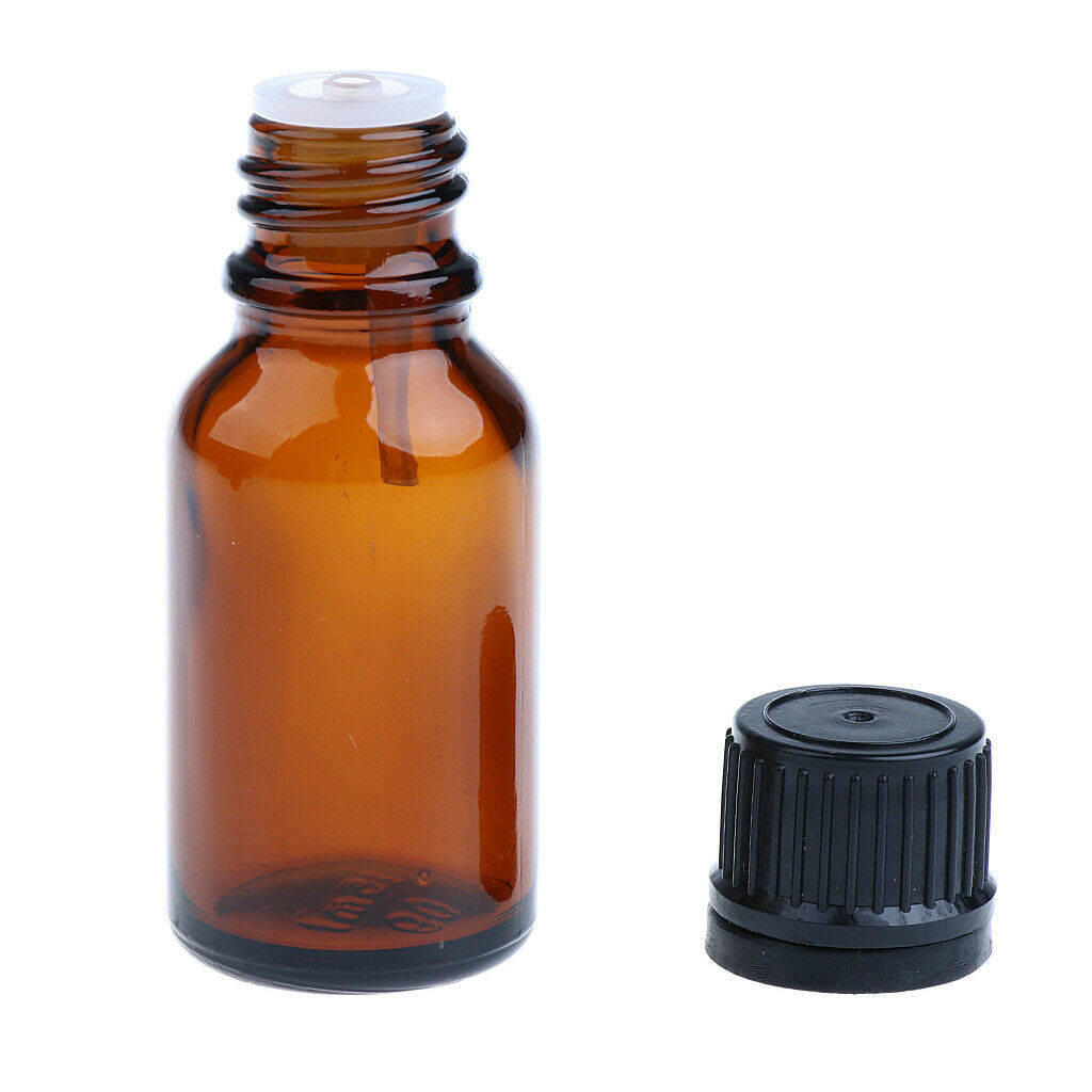 2X 12 Pieces Glass Essential Oil Refillable Brown Amber Bottles for Travel 15ML