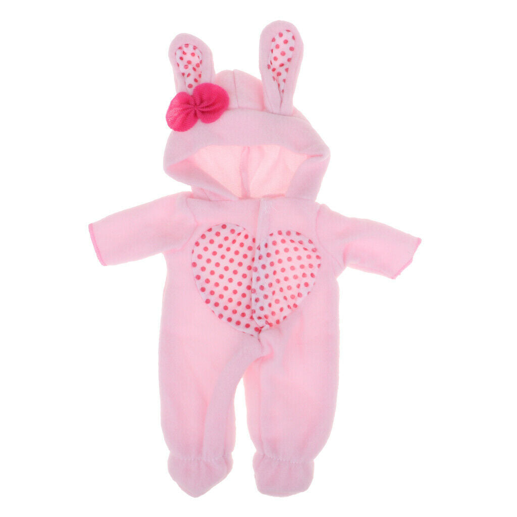 Adorable Heart Pink Rabbit Ear Jumpsuit Hat DIY 9-11inch Reborn Clothes