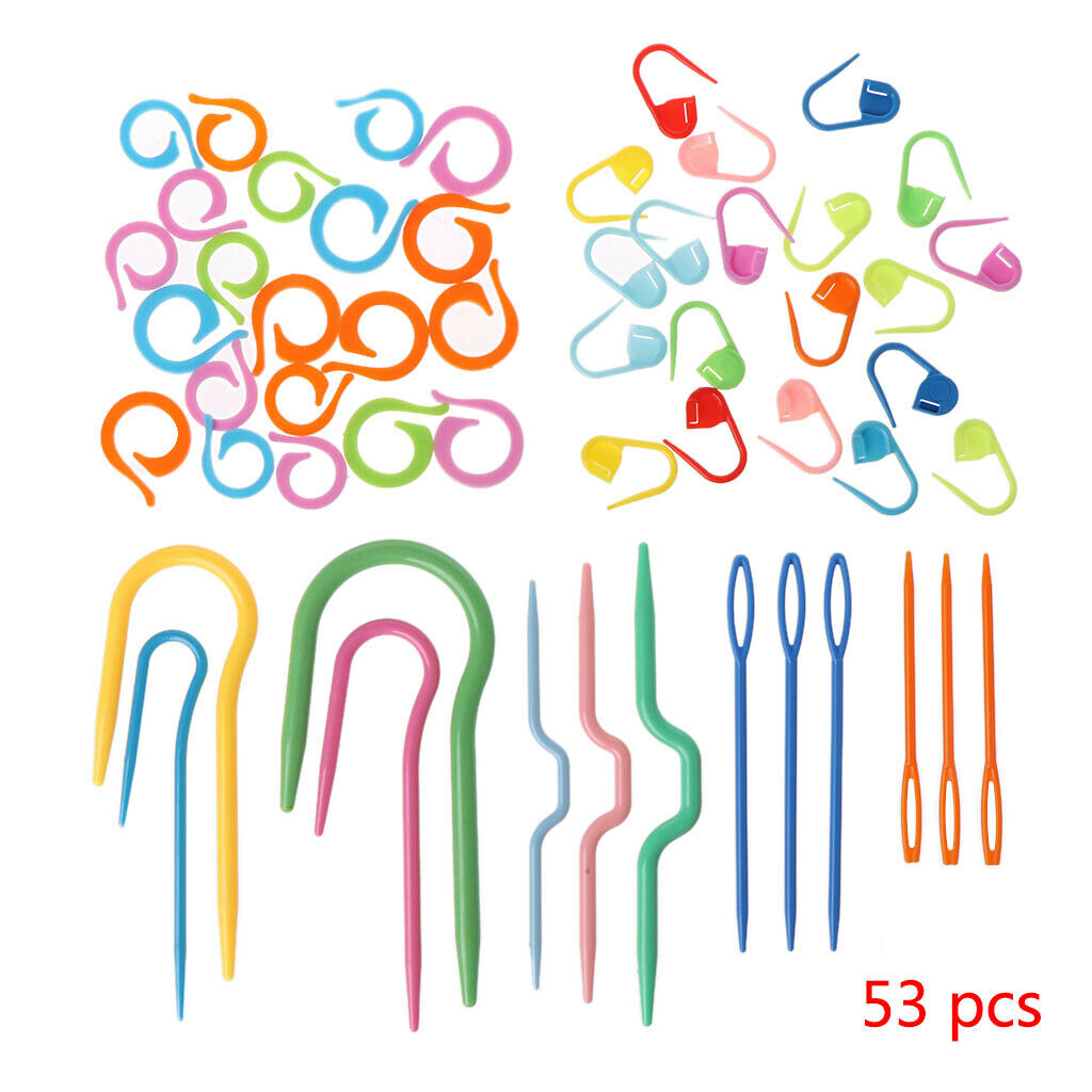 53pcs Crochet Hook Knit Yarn Weave Knitting Needle Clip Marker Tool Set