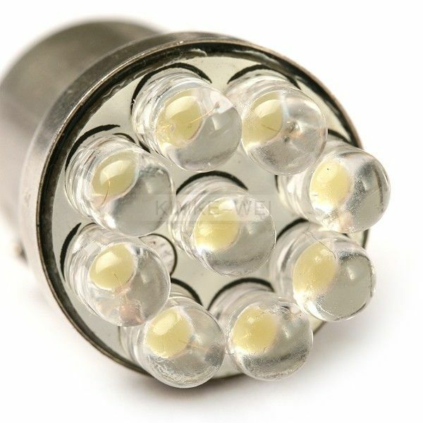 2 x Red 9-LED Brake Rear No. Plate Light Bulb T18 BA15S