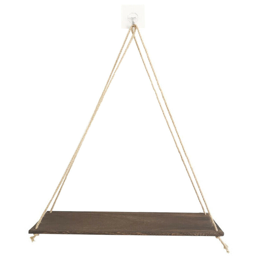 4x Wall Mounted Shelves Flowers Pot Hanging Rack with Rope Decoration Gifts