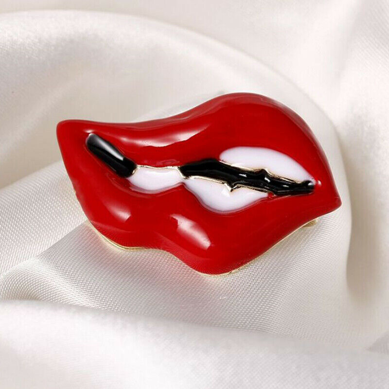 Fashion Women Red Lips Brooch Pin Collar Decoration Badge Corsage Jewelry.l8