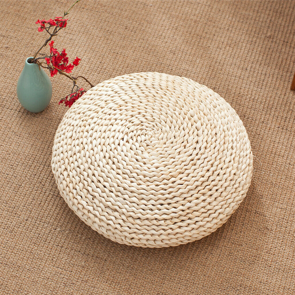 Functional Straw Futon Seat Cushion Dia. 30cm Tatami Yoga Meditation Pouf