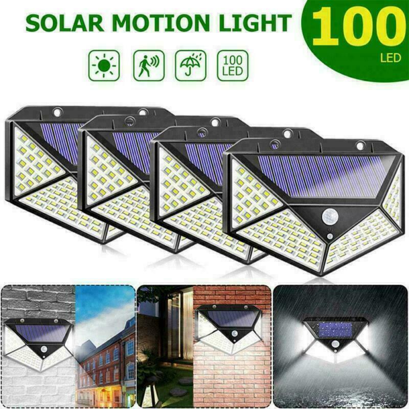 100 Led Outdoor Solar Power Wall Lights Pir Motion Sensor Garden Security L