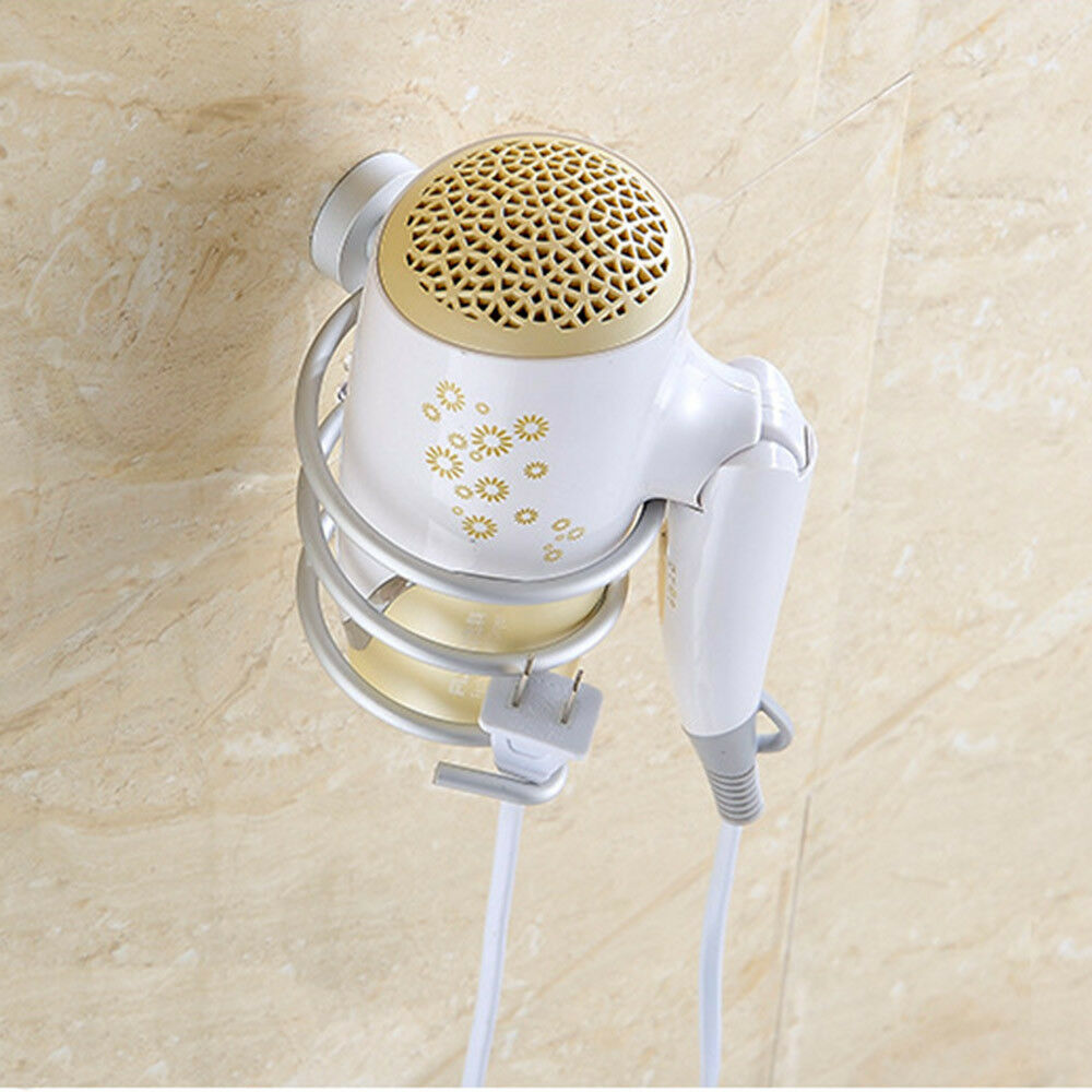 Hairdryer Aluminum Bathroom Shelf Wall Mounted Dryer Rack Holder Storage New