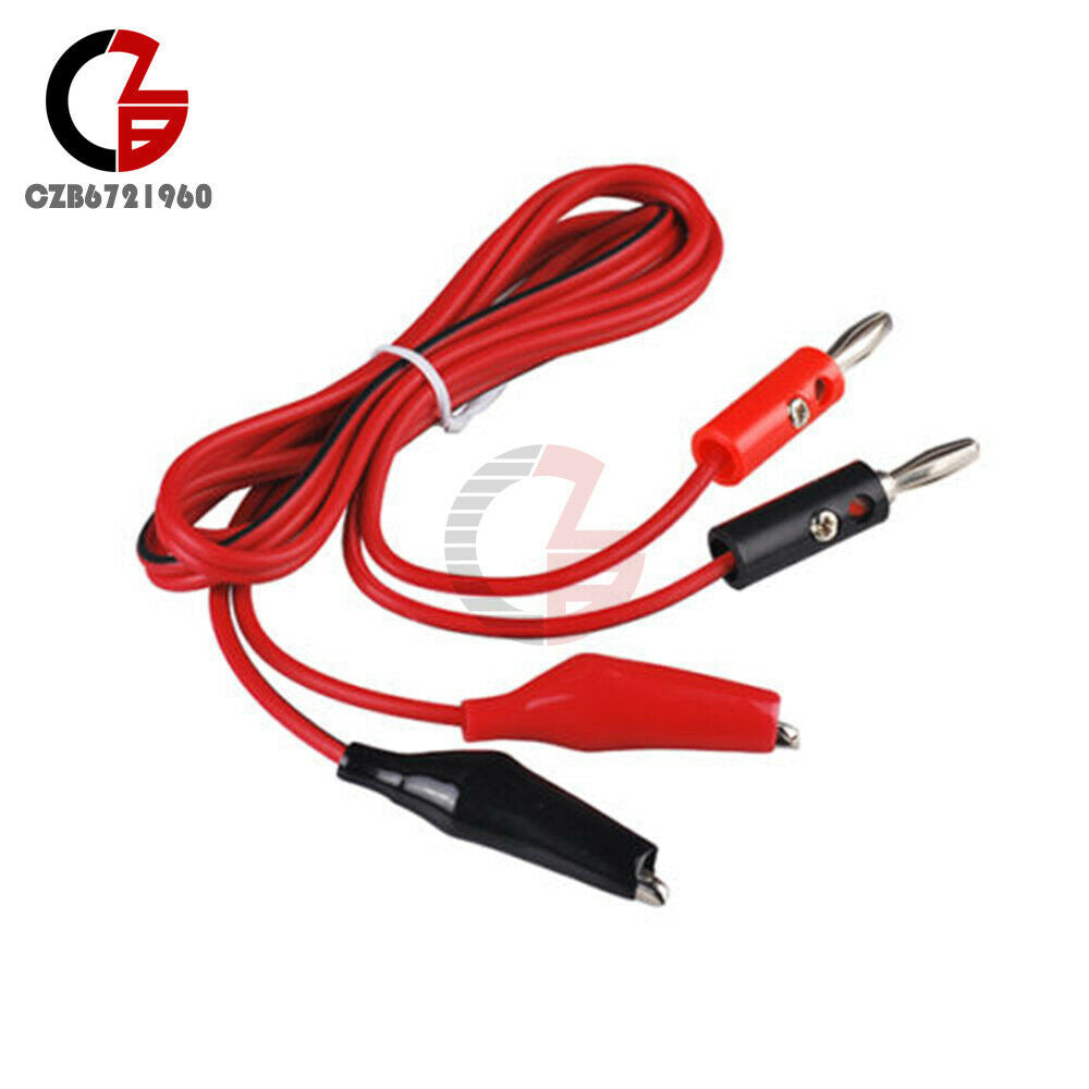 10Sets Alligator Test Lead Clip To Banana Plug Probe Cable (Red+Black) Length:1M