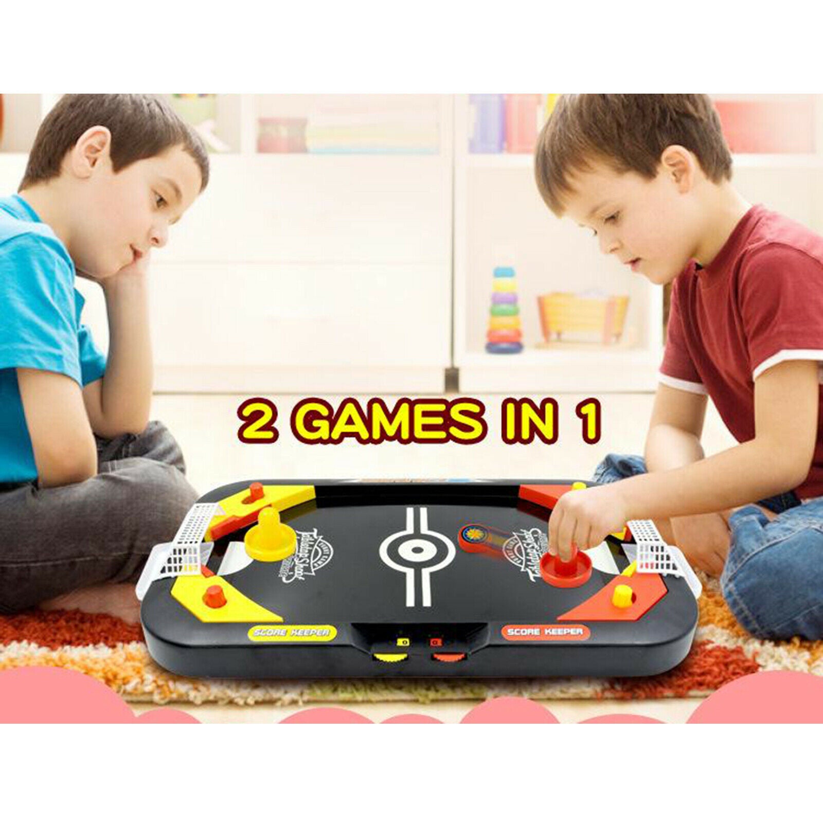 Plastic Desktop Air Hockey Table Game Portable Hockey Game for Kids and Adults