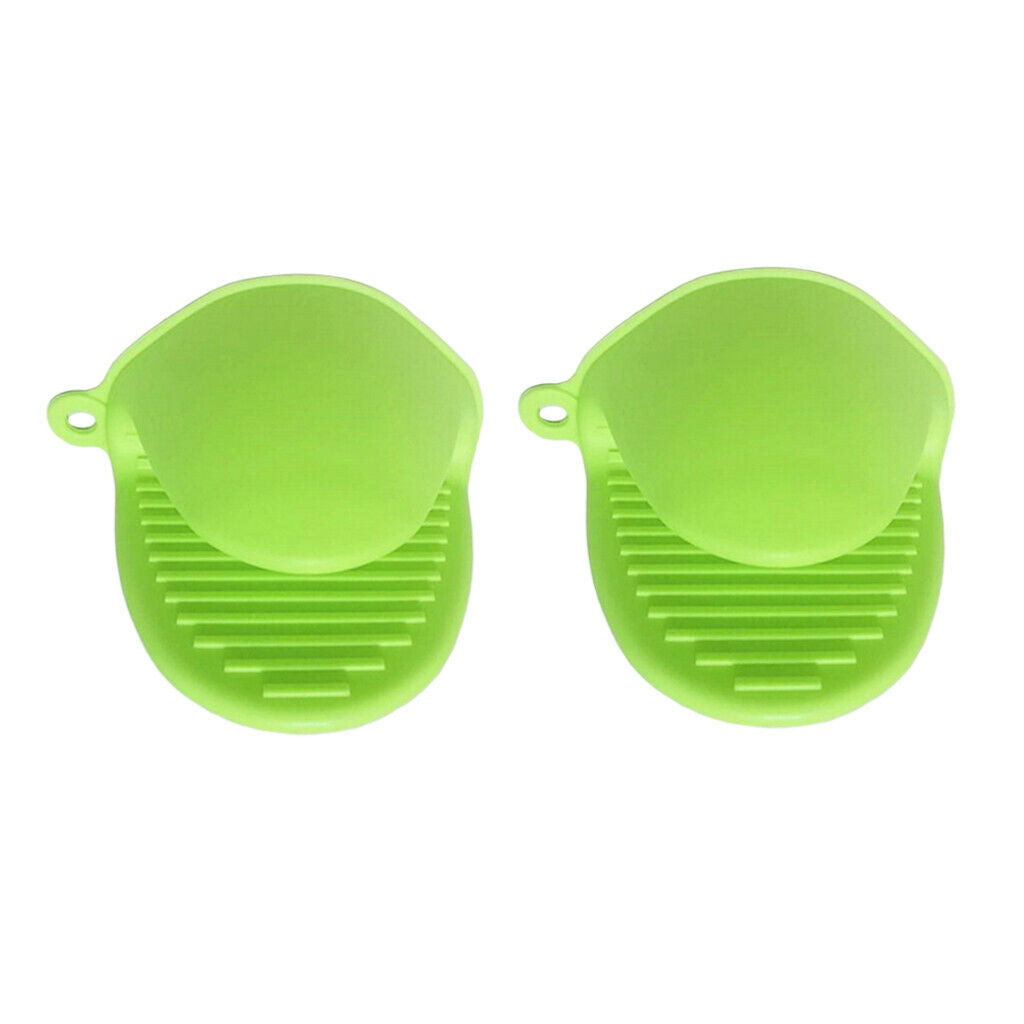 Rose Red & Green Silicone Gloves Heat Resistant Pot BBQ Mitt Hand Clip