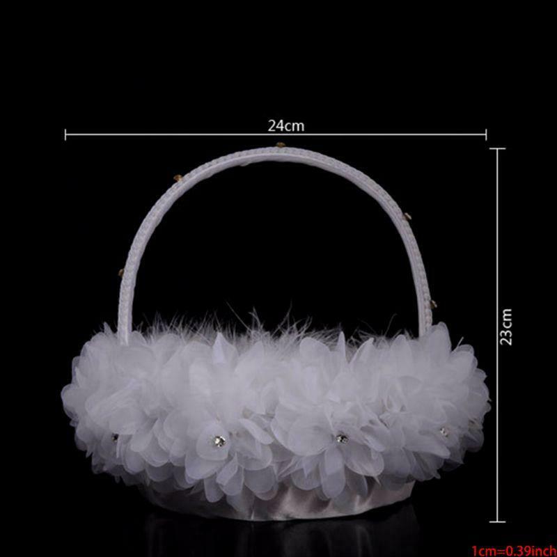 Flower Girl Baskets The Fabric Lace Decoration Cute Handle Flower Girl Basket