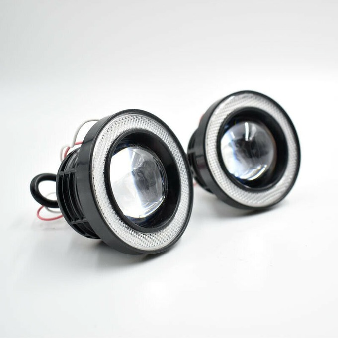 2x 3.5" 89mm Universal LED Fog Light Blue COB Halo Angel Eye Ring Car DRL Lamp