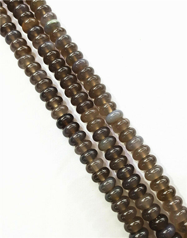 1 Strand 10x6mm Natural Gray Agate Rondelle Abacus Spacer Beads 15.5inch HH7820