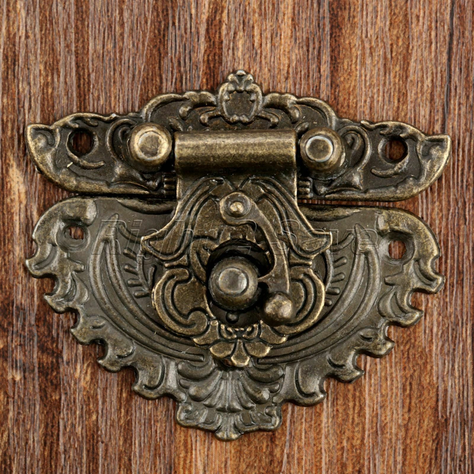 Classic Carved Flower Box Latch Hasp & 2pc Hinges For Cabinet Drawer Jewelry Box
