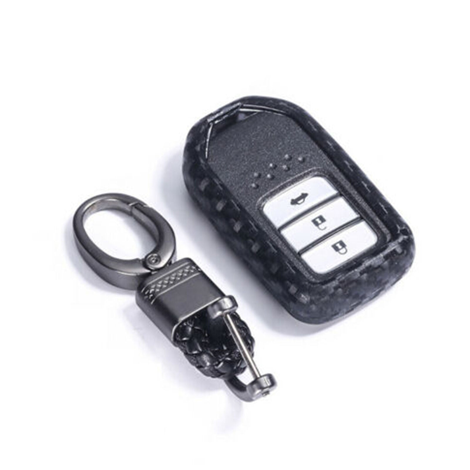 Carbon Silicone Car Key Fob Case Cover Holder Keychain Fit Accord CRV HRV Civic
