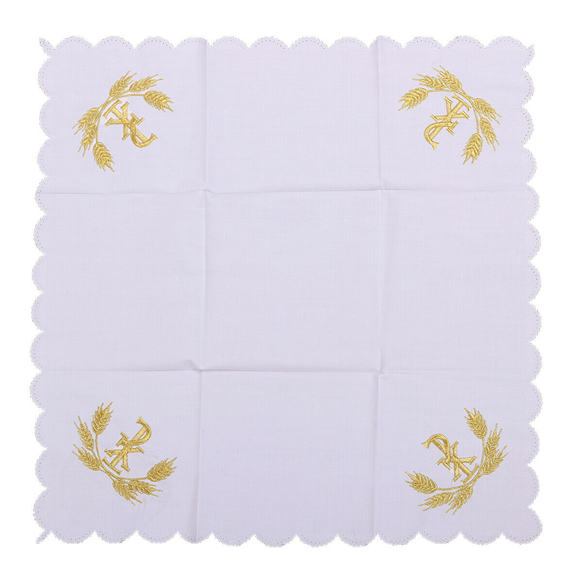 Square Church Pastor Mass Corporal Altar Cover Golden Wheat Pattern Cloth