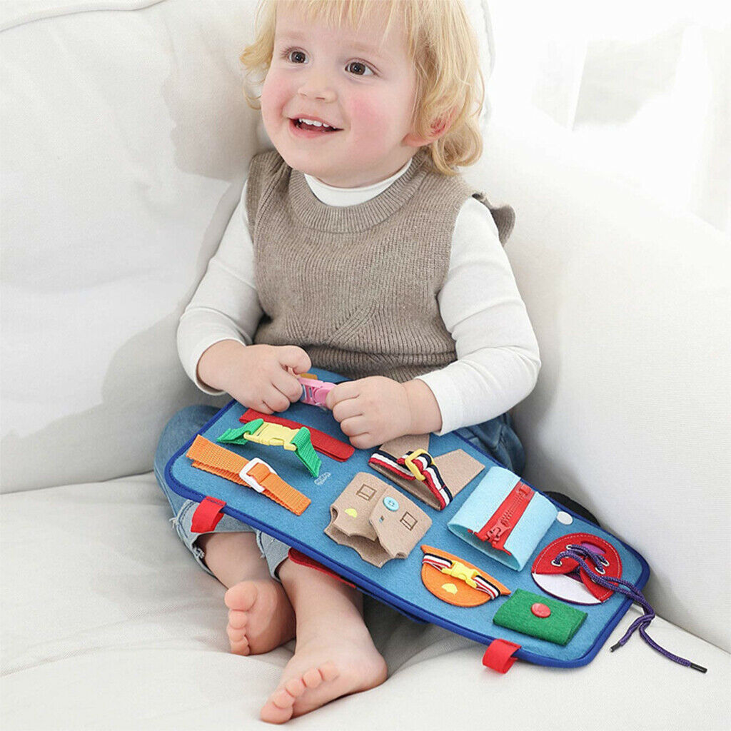 Baby Kids Montessori Learn to Dress Toys Board Felt Foldable Backpack Toys