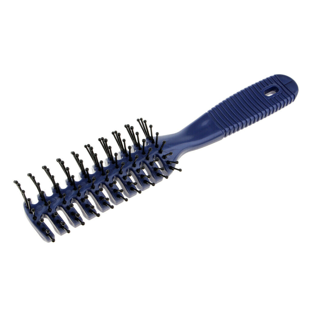 Plastic Styling Hair Brush Ribs Comb Anti-Static Salon Curly Hair Brush Blue