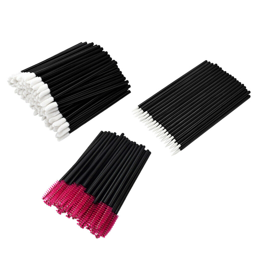 150x Lip Eyeliner Eyelash Brushes Mascara Makeup Wands Disposable Applicator Red