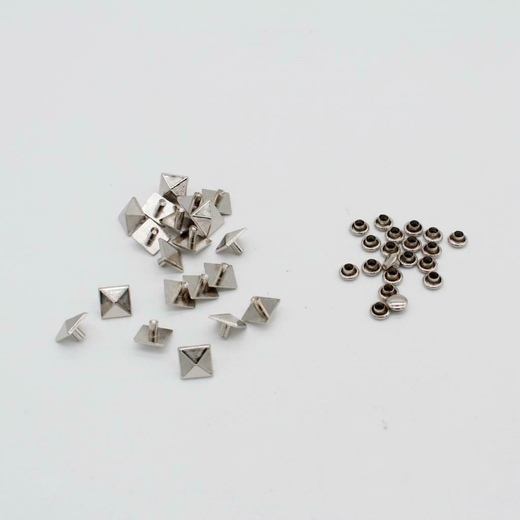 20x Square Rivets Cone Spike Studs for Clothes Belts Repair Decoration