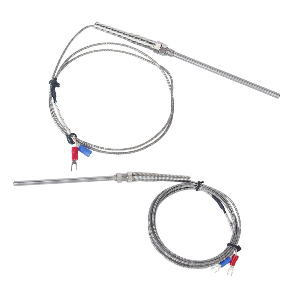 2Pcs K-Type -100°C to 1250°C K Type Thermocouple Sensor Probe D=5mm 1m+2m
