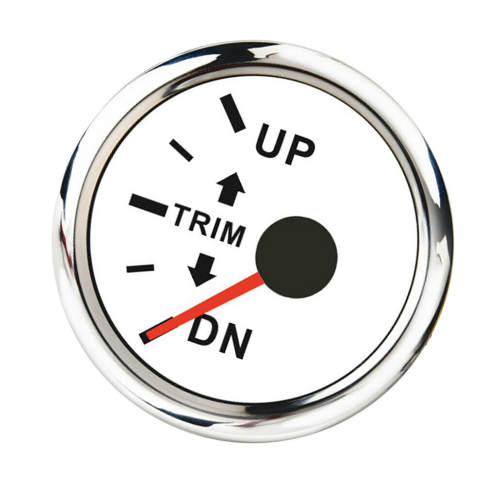 Marine Trim Gauge 52mm 2 inch, Round, White, Waterproof 316 Stainless Steel