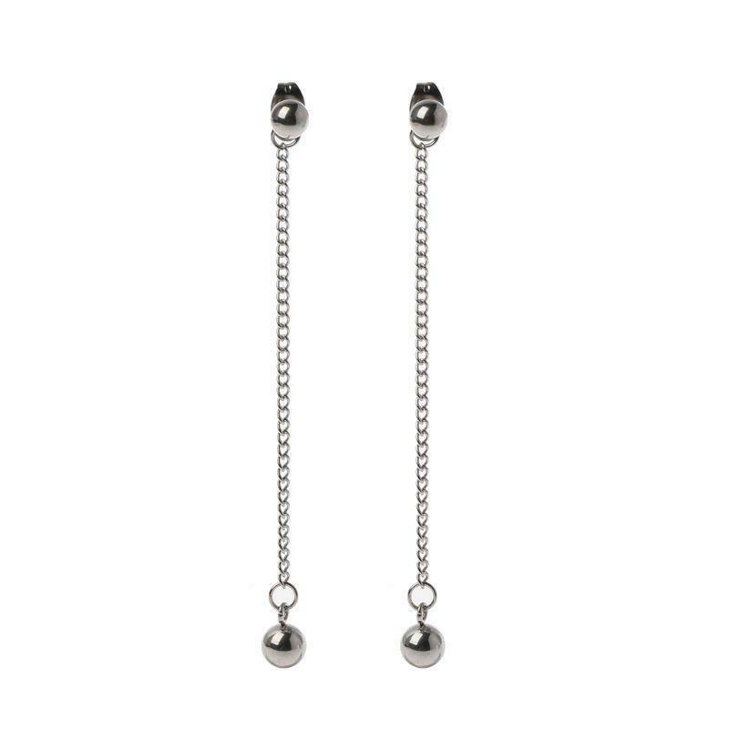 Elegant Stainless Steel Long Tassel Chain Dangle Drop Earrings  KPOP Boy Jewelry