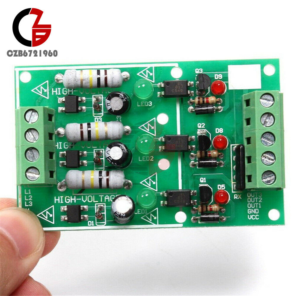 3-Channel AC 220V Optocoupler Isolation Module Testing Module No PCB Holder