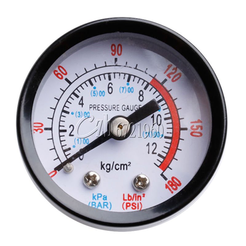 1/8 BSP Male Thread 0-180PSI 0-12Kg/cm2 Air Compressor Pressure Gauge Black Box