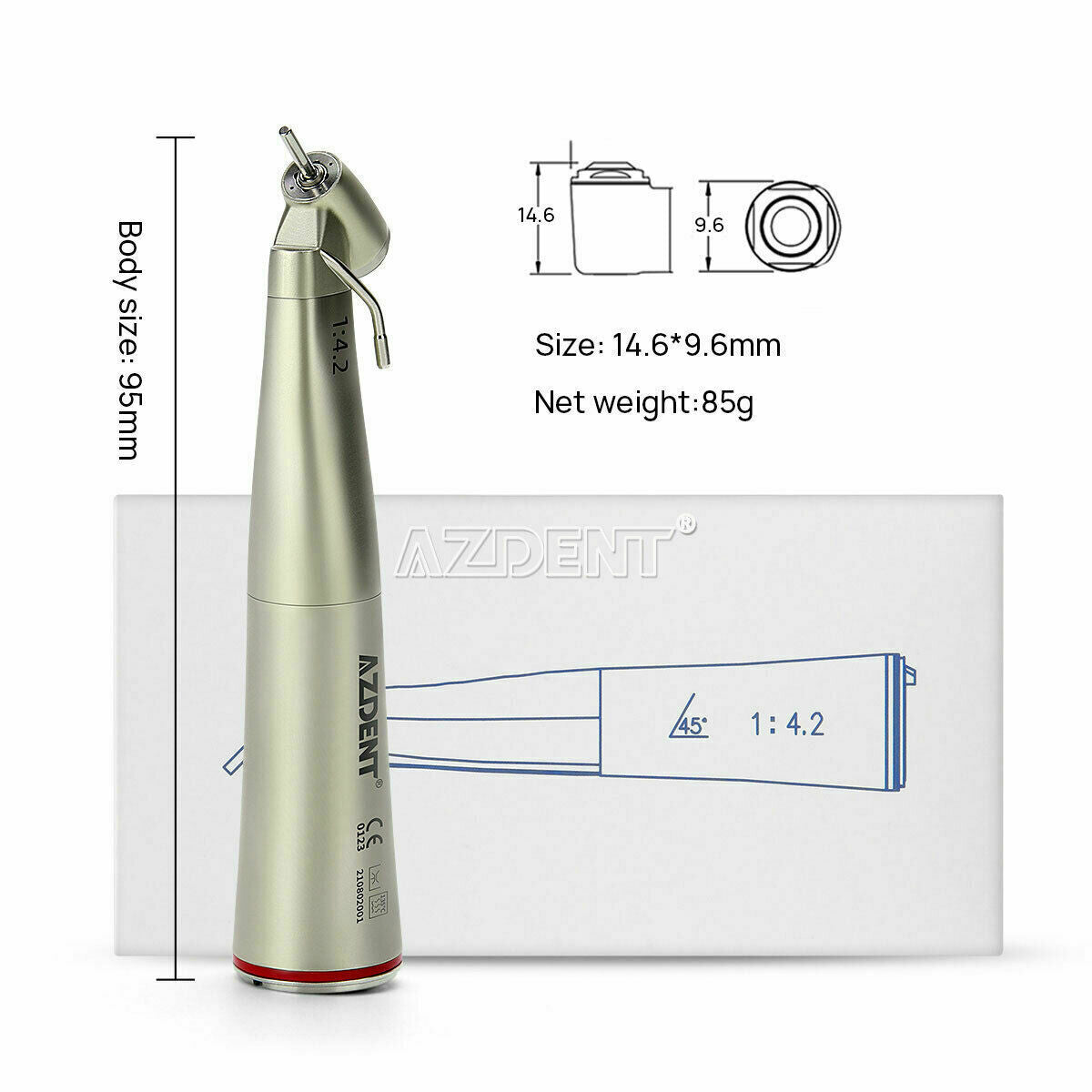Dental 45Degree Electric Contra Angle Fiber Optic 1:4.2 Handpiece External Water