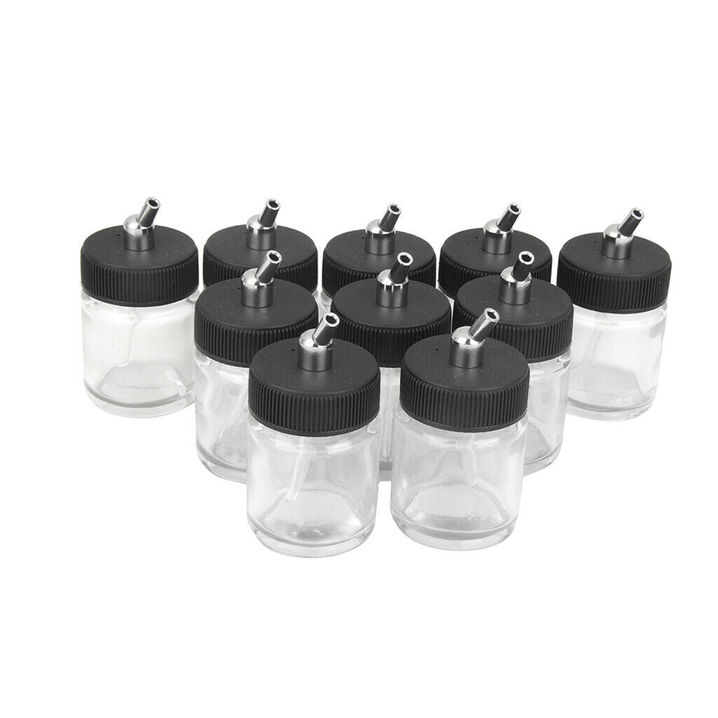 10 x 22cc airbrush bottle empty glasses pot with suction pump lid spray