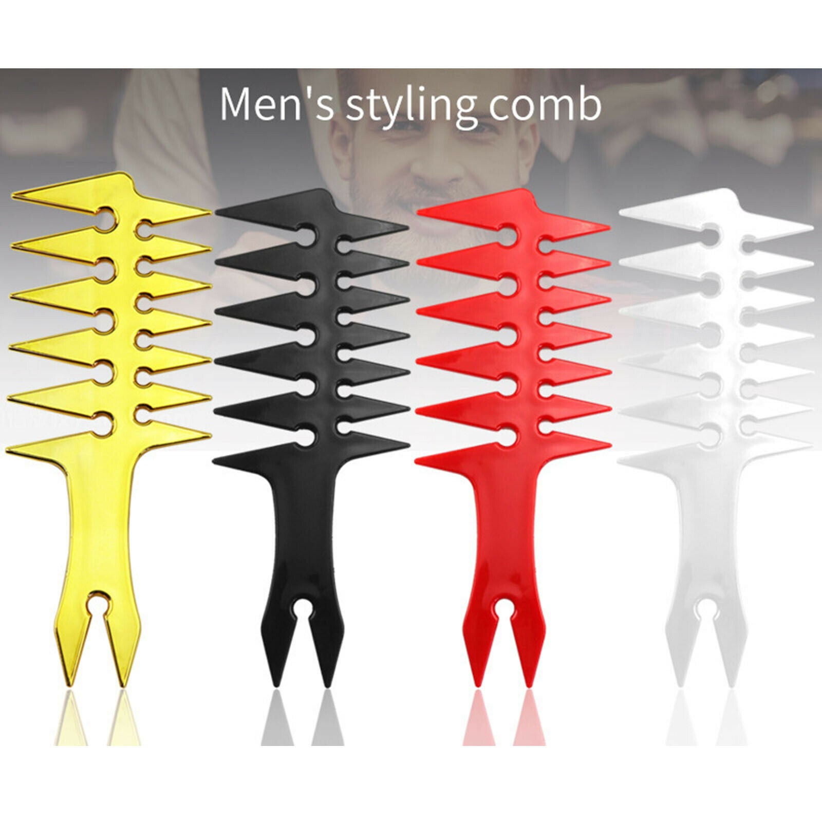 Men's Oil Head Comb Wide Fork Comb Barber for Slicked Back Hairstyle Golden
