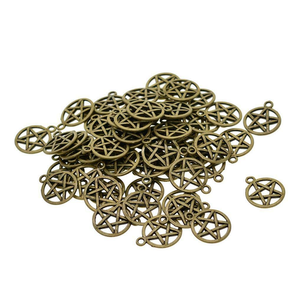 50 pieces round star charms pendants jewelry pendants beads DIY