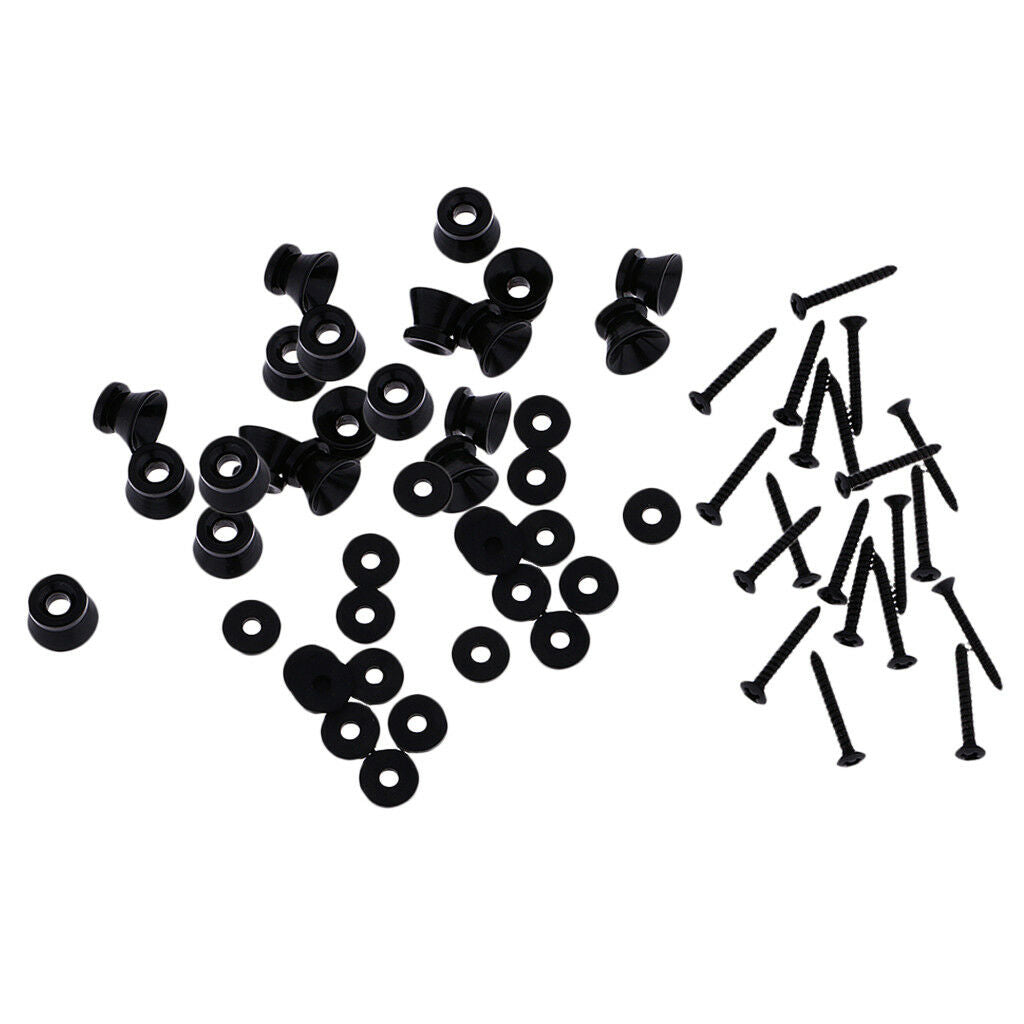 20Pcs/Set Black Eectric Guitar Bass Strap Lock Tail Pin Ukulele Pins Button
