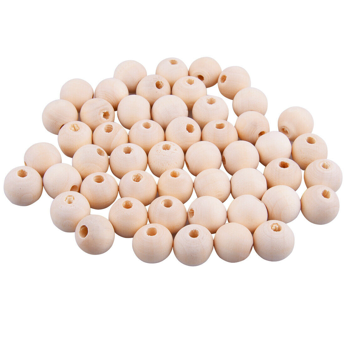 50x Natural Wooden Bead Spacer Round Untreated Ball Jewelry Necklace Craft An