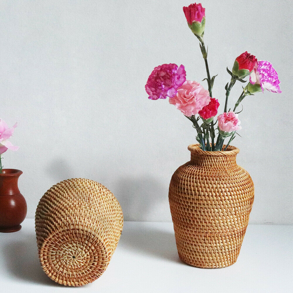 Rattan Vase Dried Flower Silk Flower Vase Home Garden Decor Art Table Ornaments