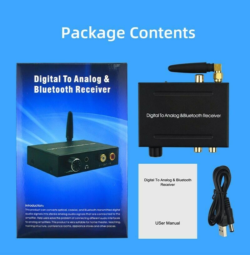 192KHZ DAC Audio Converter Digital Optical To Analog Bluetooth 5.0 Receiver