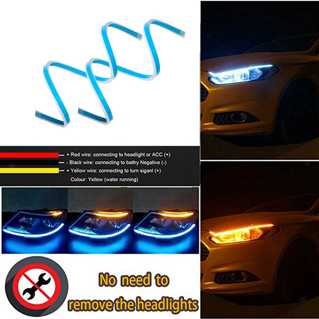 2x flexible tube LED strips daytime running lights 30cm white + yellow