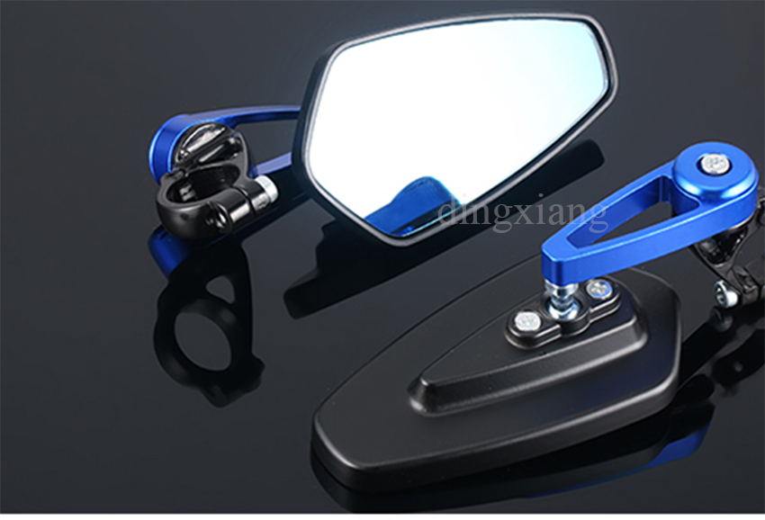 2pc Motorcycle handlebar mirror Reversing rearview Blue glass anti-glare