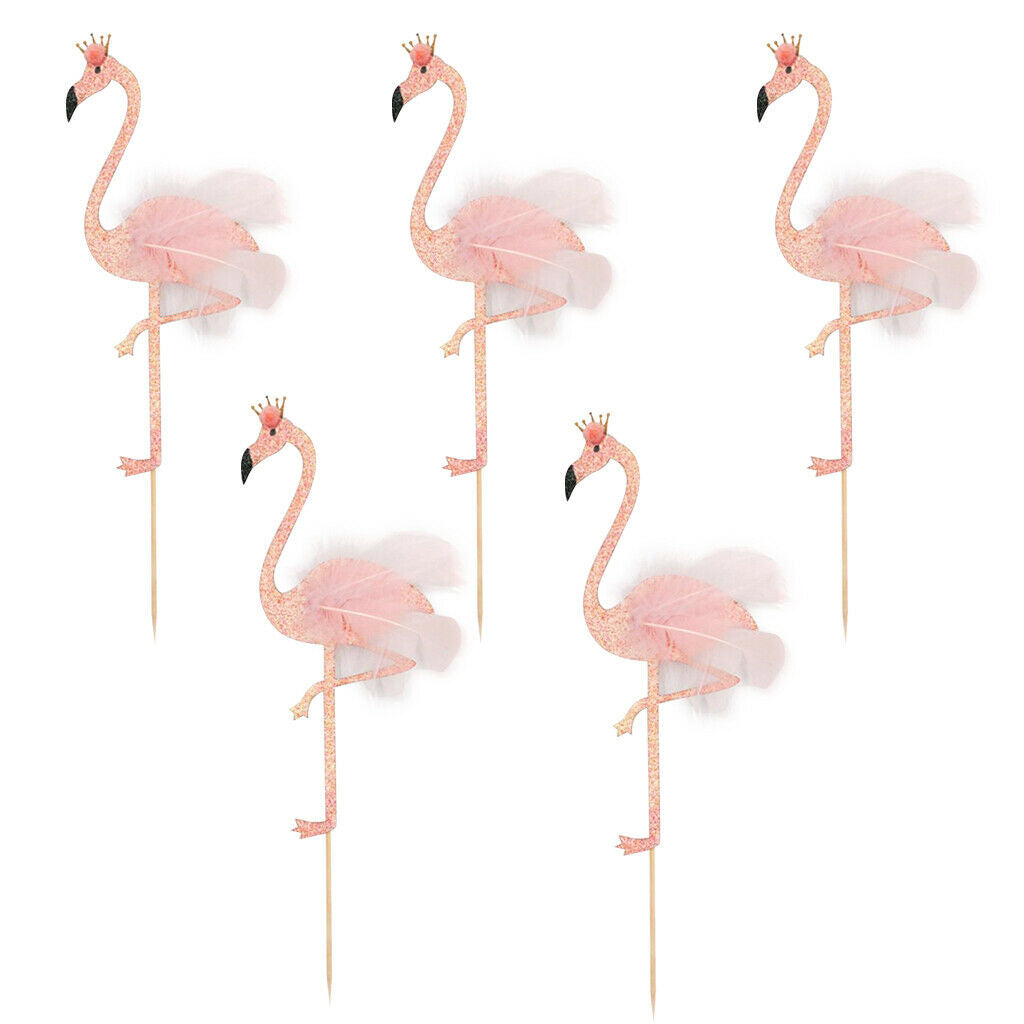 5x Glitter Flamingo Kitchen Lid, Cake Decoration, Cake Topper, Cake Plug