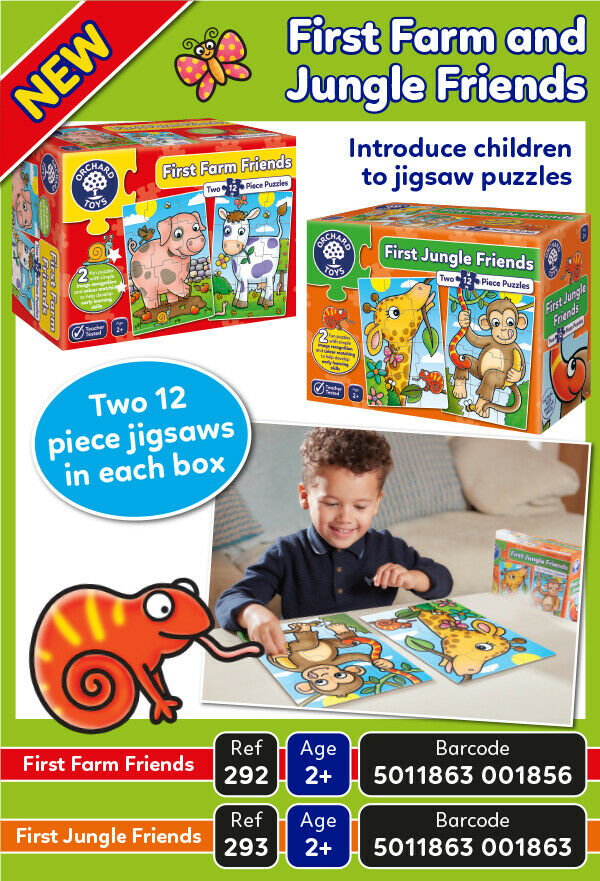 Orchard Toys 292 First Farm Friends Jigsaw Puzzle x2 12 Piece Puzzles Toddler 2+