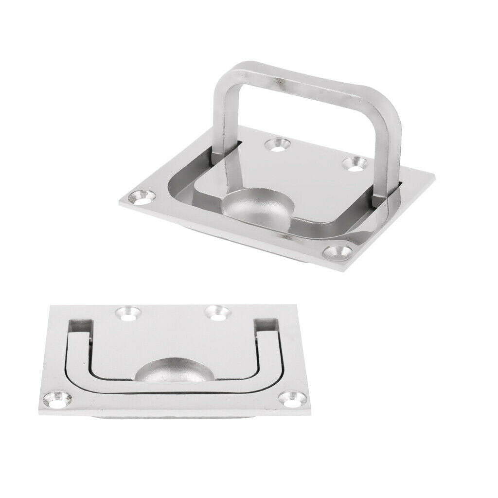 2 Piece Marine Stainless Steel Boat Hatch Latch Flush Lift Ring Pull Handle