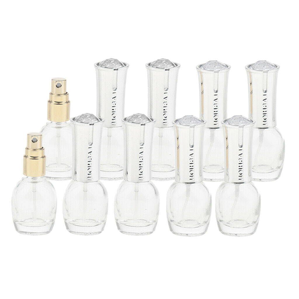 10 Pack Travel Empty Glass Essential Oil Perfume  Spray Bottles 10ml