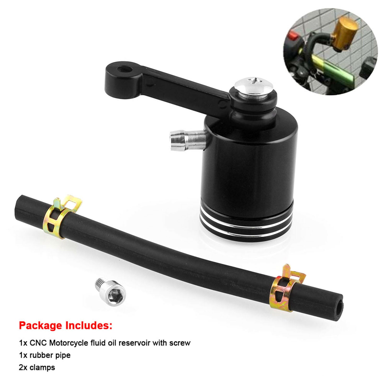 Universal Motorcycle Front Brake Clutch Oil Reservoir Tank Cylinder Fluid Black