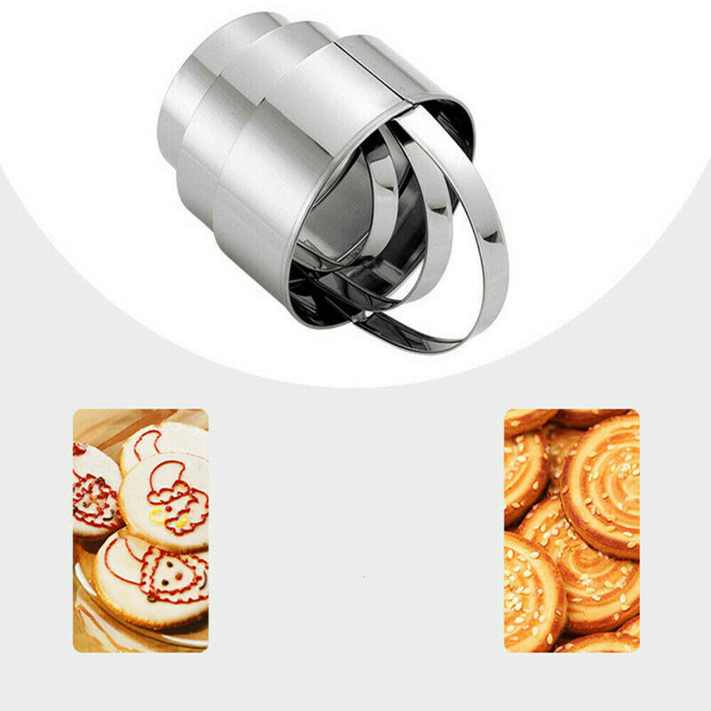5pcs Round Circle Stainless Steel Cookie Cutter Biscuit DIY Baking Pastry Moulds