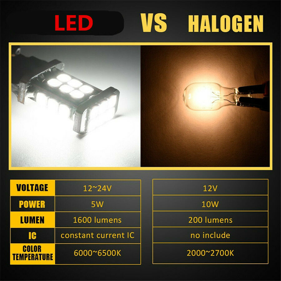 2x White T15 3030 24SMD Error Free LED Bulbs Reverse Backup Turn Signal Light
